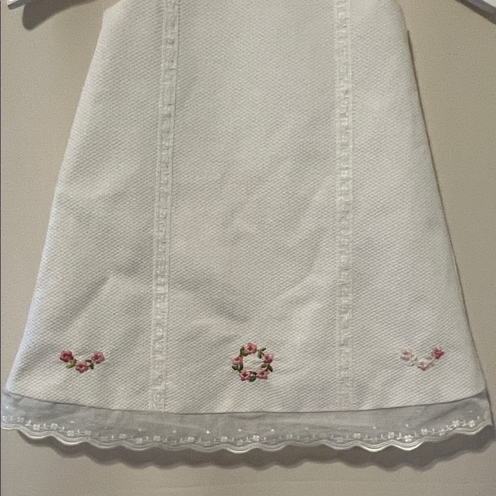 Luli & Me Timeless A Line white pique dress w/pink embroidery and bows size 6M - Picture 3 of 11